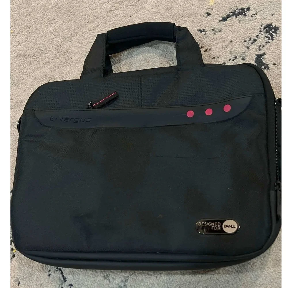 Targus for Dell Laptop Messenger Bag Black Red Padded Business Carrying Case